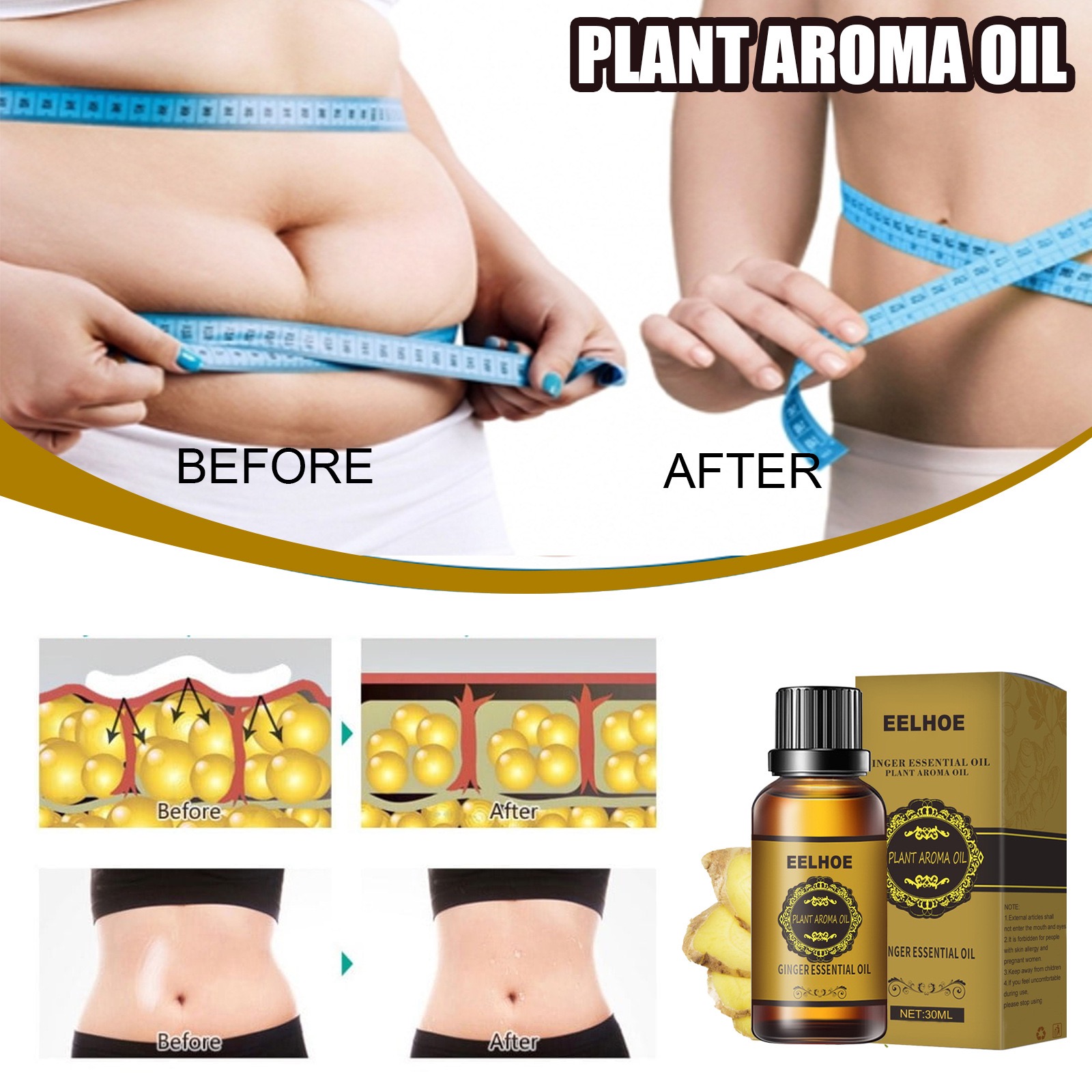 30ml Mafuta ya kupunguza mwili Smiling Ginger Essential Oil - Image 3