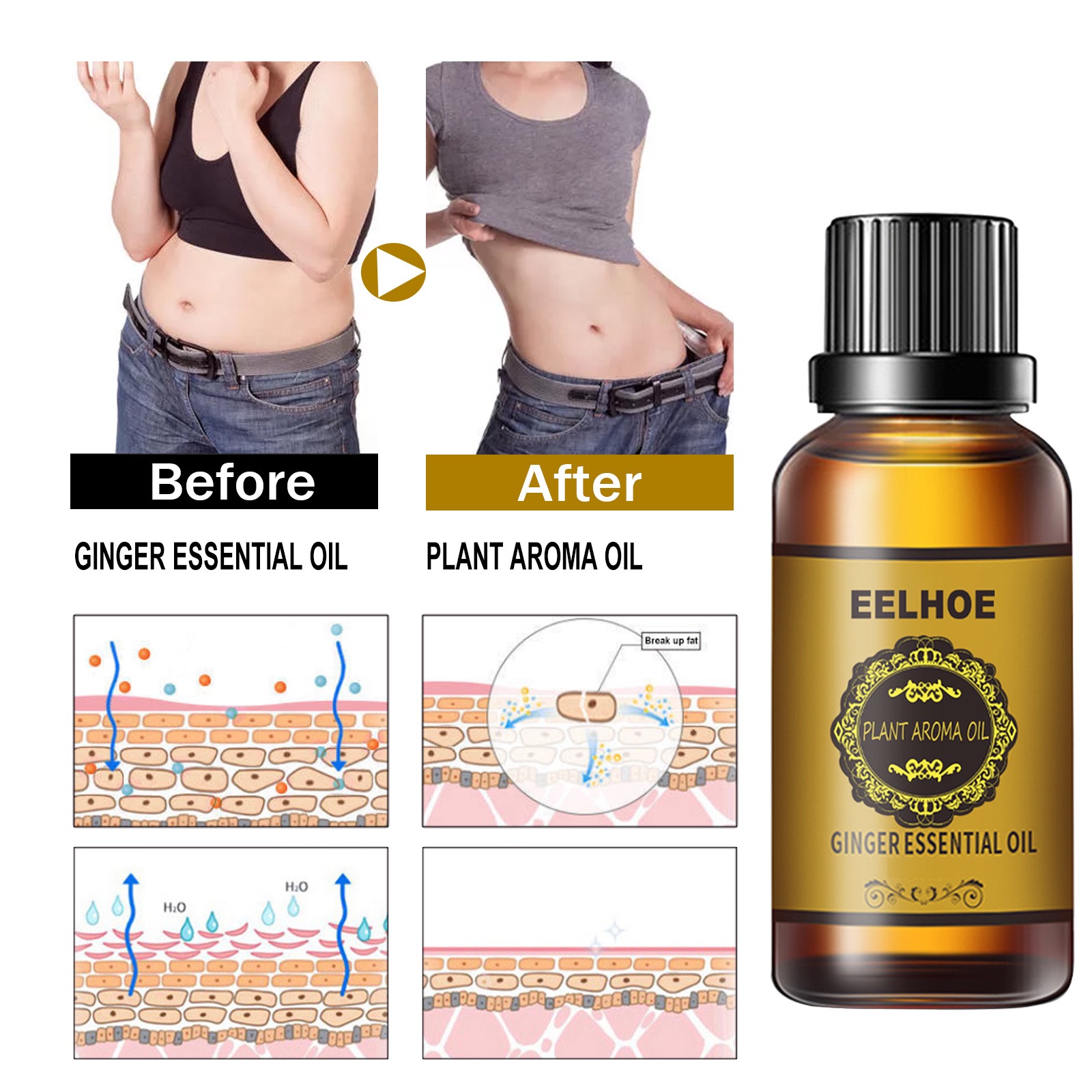 30ml Mafuta ya kupunguza mwili Smiling Ginger Essential Oil - Image 4